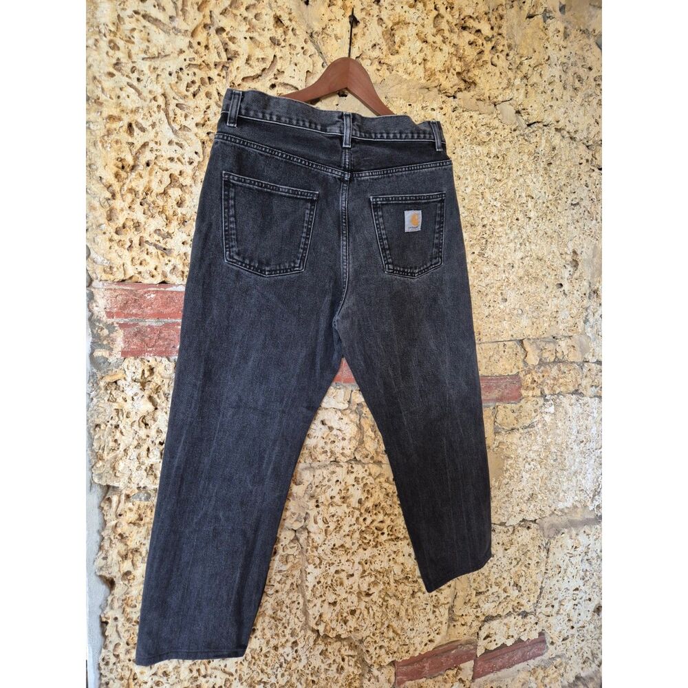 Carhartt WIP Newel Pant Men's 30 Black Washed Denim Relaxed Tapered Jeans